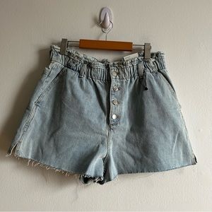 Zara NWT The Baggy High Rise Rigid Denim Short